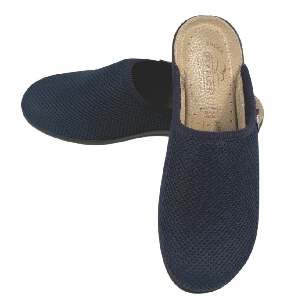 Fly Flot Navy Blue Mesh Anatomical Anti-Shock Mules Clogs Womens Size 38 Italy